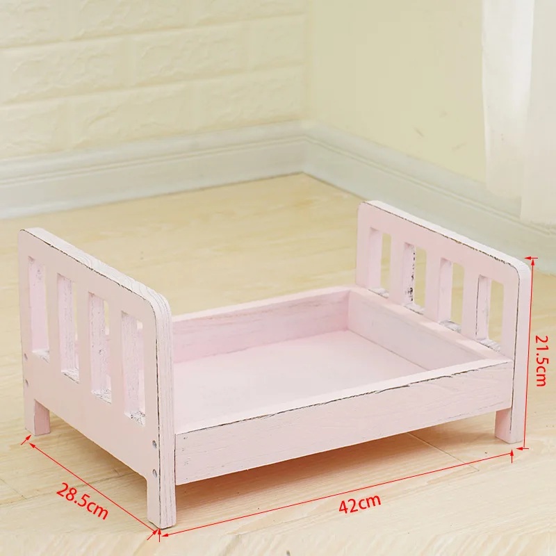 High Quality Newborn Wooden Bed Baby Accessories Photography Props Keepsakes Souvenirs Girls Boys Handmade Wooden Furniture