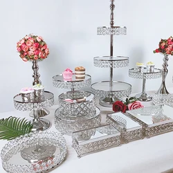 1pcs Round Cake Stand Pedestal Holder Party crystal silver color