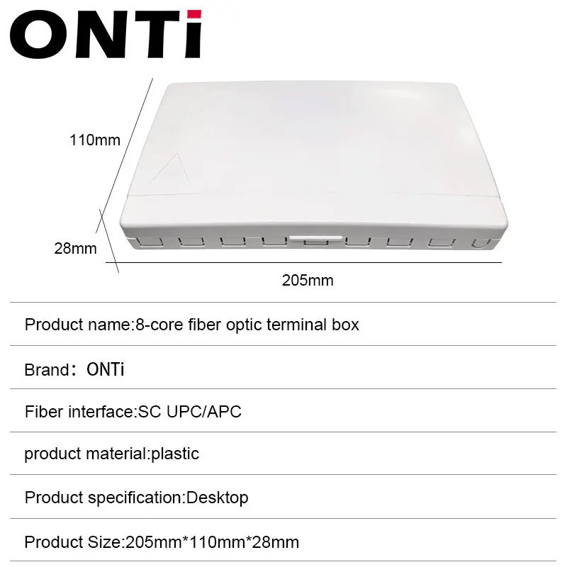 Imagem -06 - Onti-optical Terminal Junction Box Fiber Optical Terminal Box8-port Fiber Panel Box Desktop Place sc fc lc Adaptadores para Ftthfttofttd Pcs por Lote