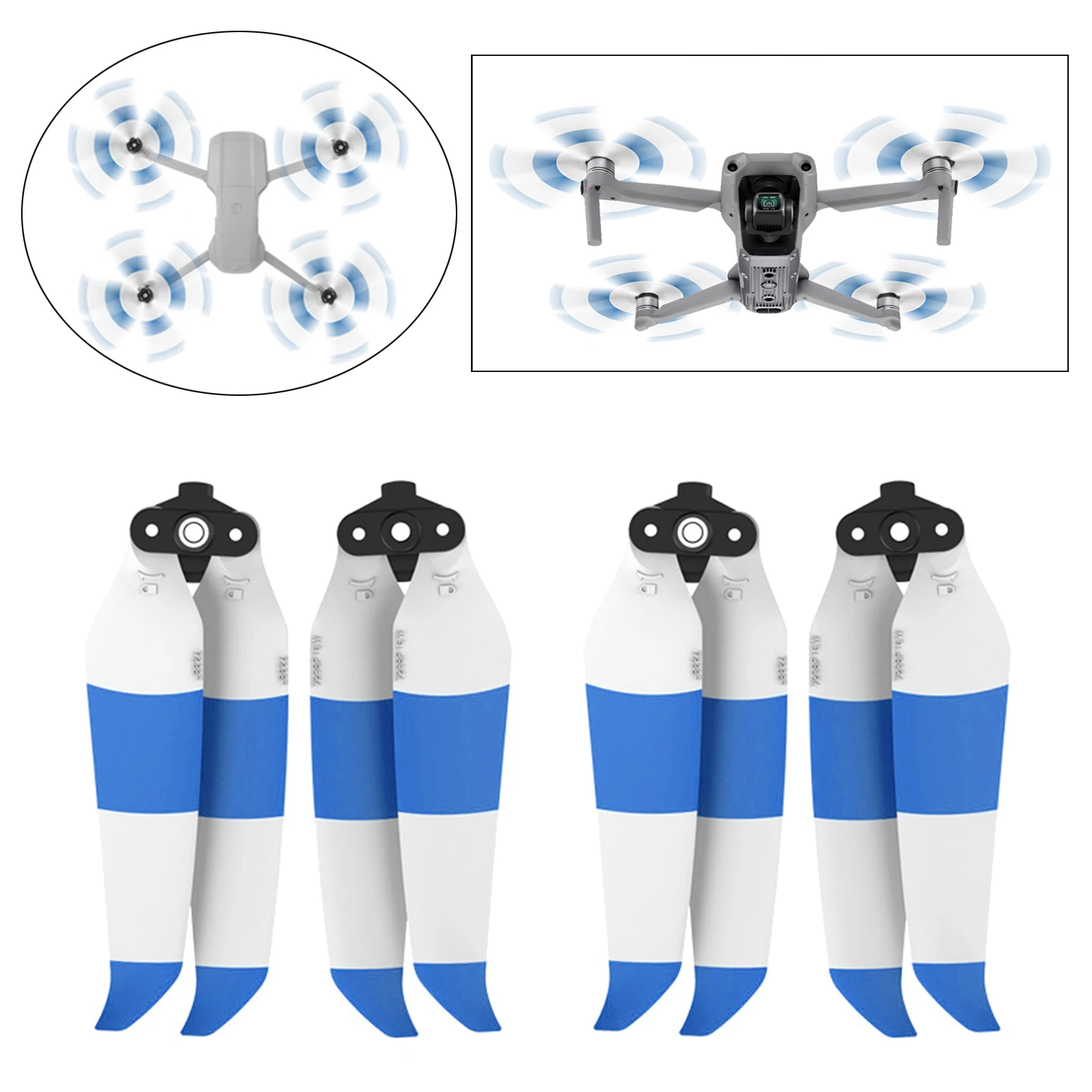 2 Pasang Baling-Baling Rendah Kebisingan 7238F Pro Blade untuk Drone DJI Mavic Air 2S
