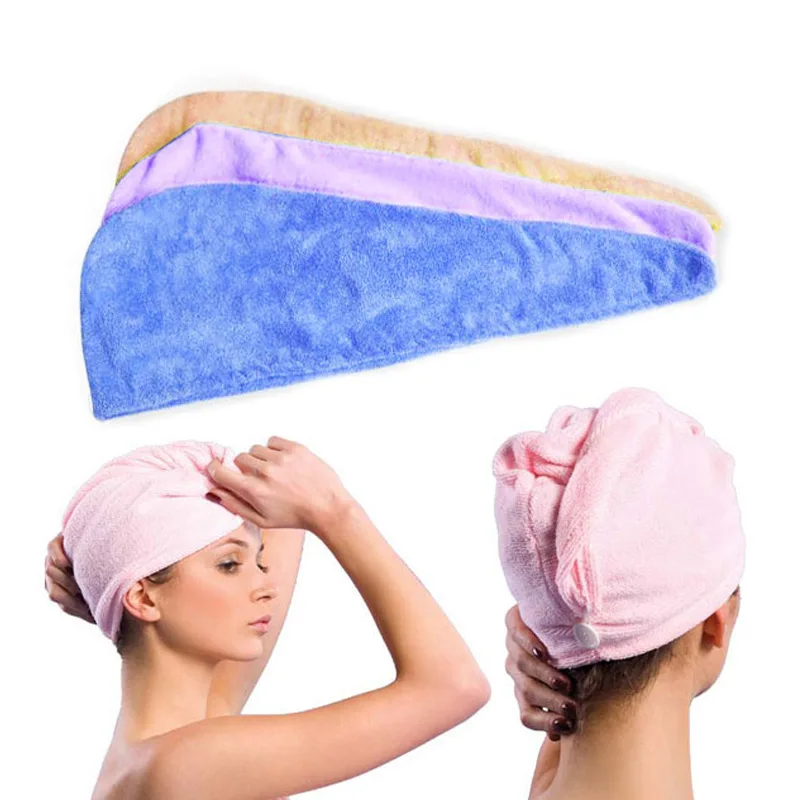 Women Hair Drying Hat Makeup Ponytail Holder Lady Water Absorbent Microfiber Towel Bath Cap C66