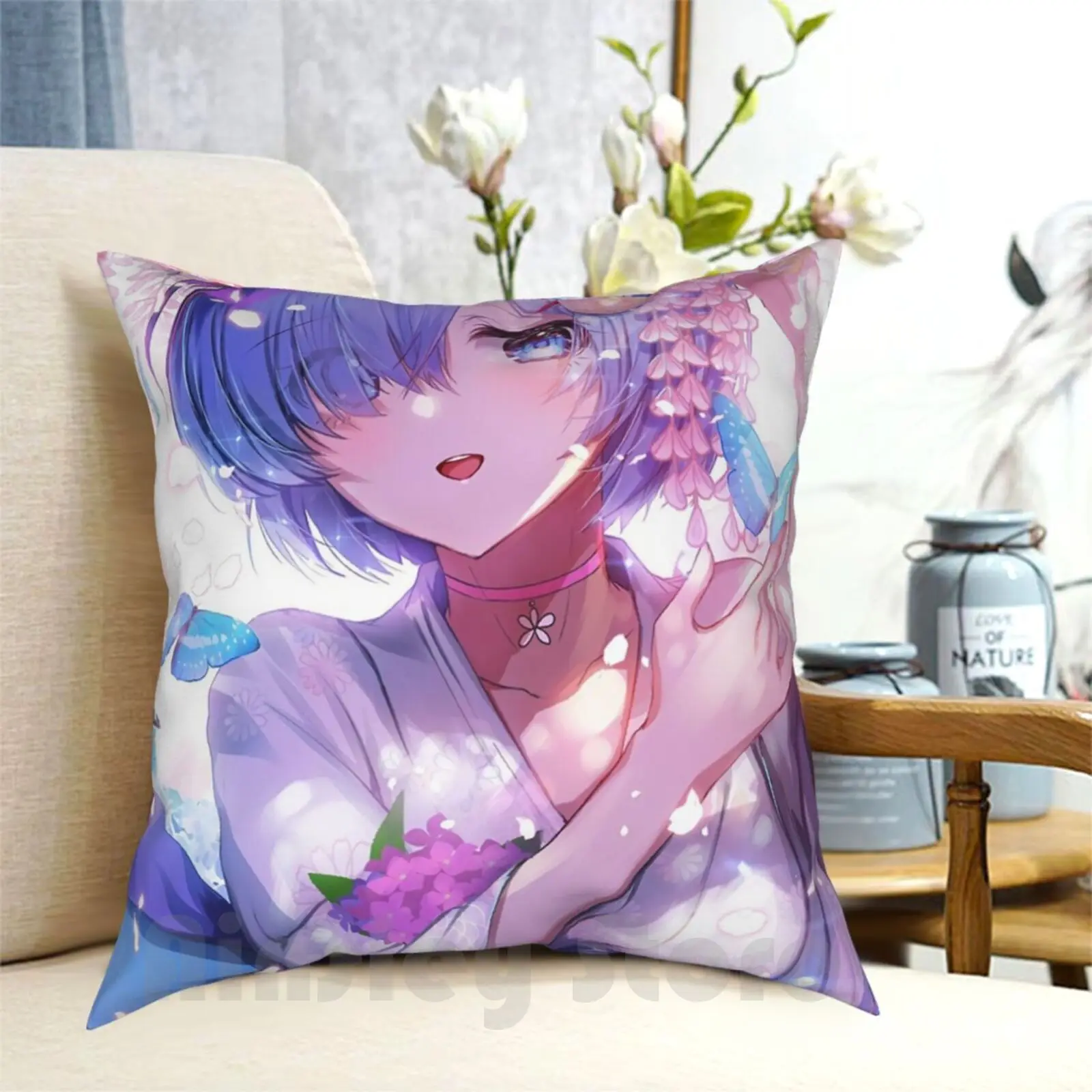 Re Zero Rem Pillow Case Printed Home Soft DIY Pillow cover Rezero Rem Anime Waifu Re Zero Rem Re Zero Anime Girl Anime