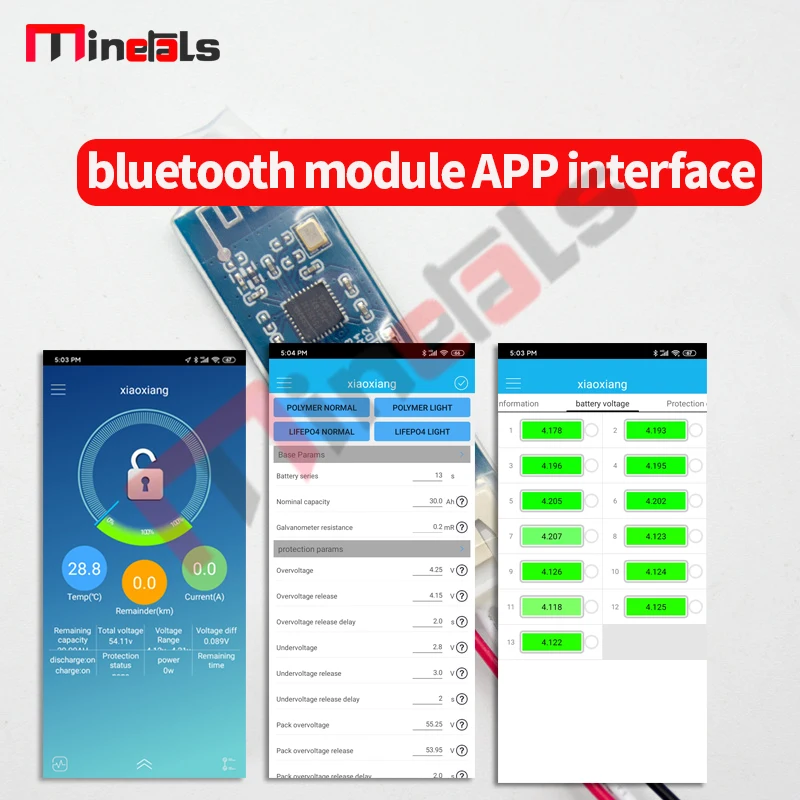 JBD BMS bluetooth module 3S-30S LifePo4 Li ion smart bms Special accessories Connect to the Bluetooth of the mobile APP