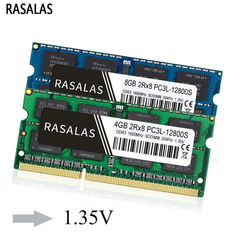 

Оперативная память для ноутбука Rasalas DDR3, 4 ГБ, 8 ГБ, ОЗУ 2Rx8, PC3-12800S DDR3L, 1600 МГц, 1,35 в, ОЗУ для ноутбука, 204-контактный разъем, память для ноутбука, Sodimm