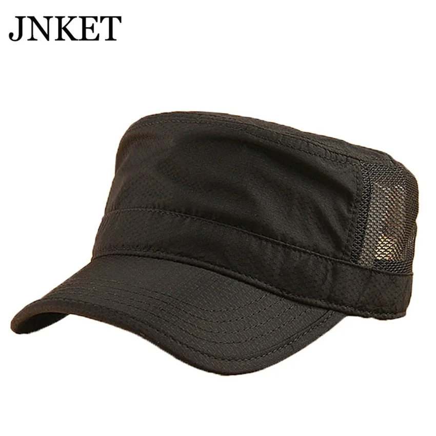 JNKET Summer Quick-drying Flat Cap Men Army Cap Breathable Mesh Hat Outdoor Sports Cap Sunhat Adjustable Hat Casquette