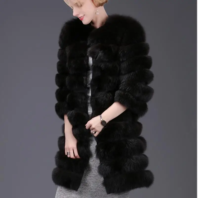 Real Fox Fur Coat for Women, Removable and Convertible Vest, Luxury Thicken Warm Coat, Monochrome Fur, 4 in 1