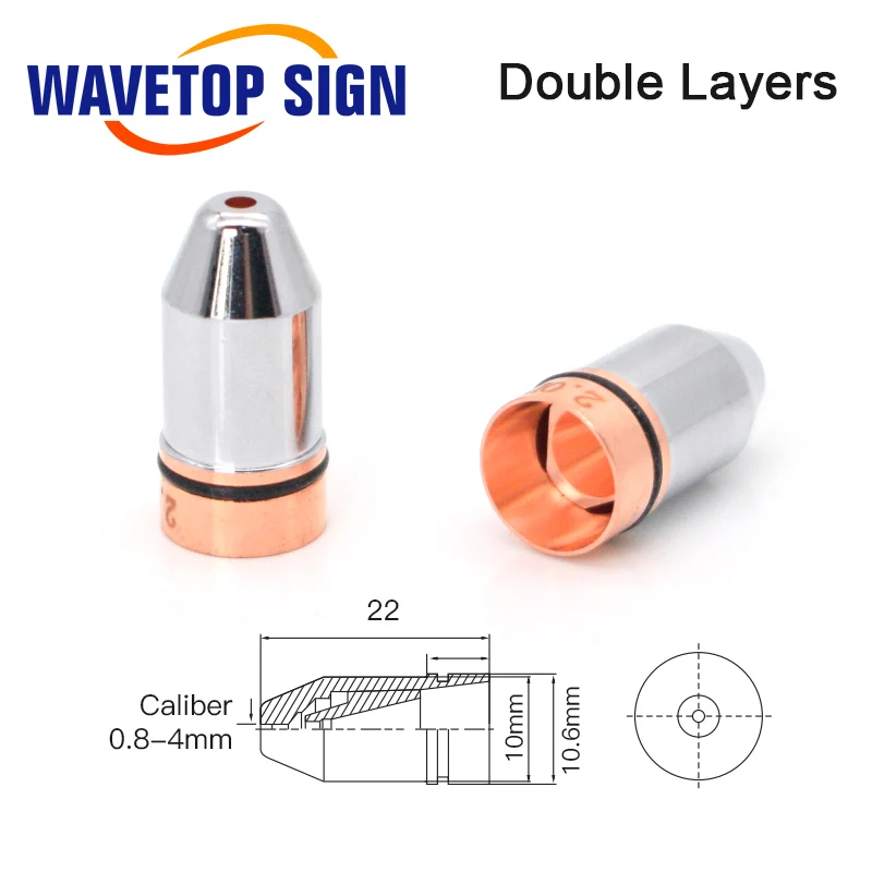 WaveTopSign Bullet Laserdüse, einzelne Doppelschicht, Kaliber 0,8–4, für Faserlaserschneidemaschine