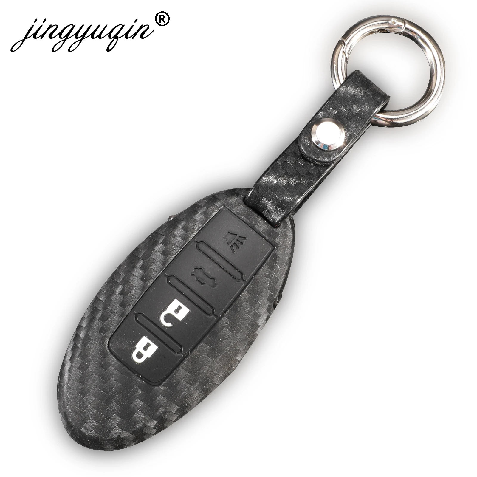 jingyuqin Carbon Fiber Remote Key Fob Case Shell Cover For Nissan Tidda Livida X-Trail T31 T32 Qashqai March Pathfinder Note