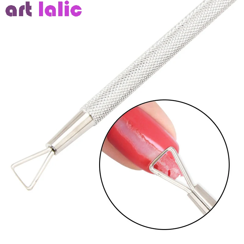 Cuticle Pusher Stainless Steel Triangle Cuticle Peeler Scraper Remove Gel Nail Polish Nail Art Remover Tool