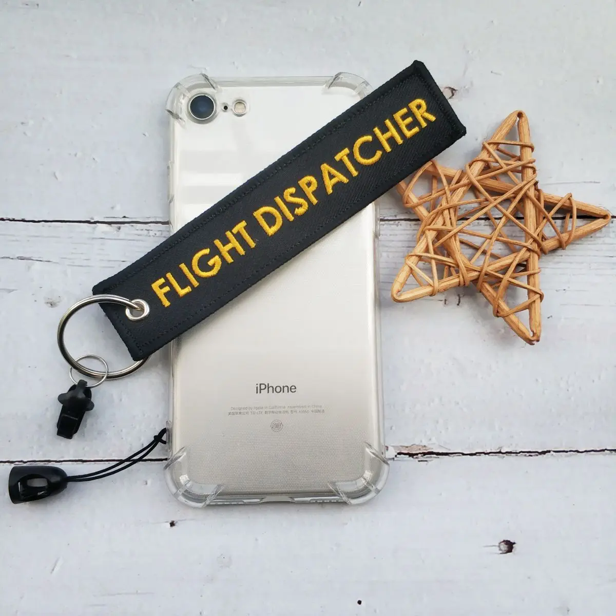 1 Set Side A FLIGHT DISPATCHER Side B Plane Bracelet Phone Strap Embroidery Keys ID Card Gym Straps USB Badge Holder for Aviator