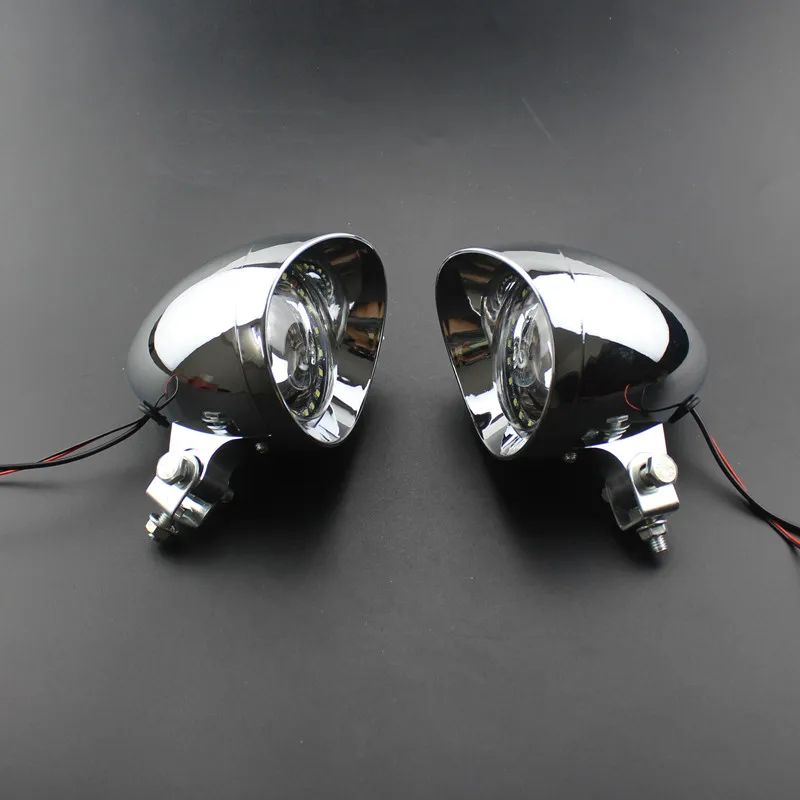 Universal Chrome Motorcycle LED Driving Passing Spot Fog Light Headlight Custom For Harley Honda Yamaha Kawasaki Chopper Bobber