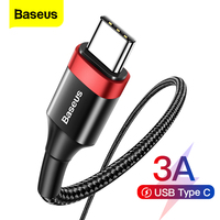 Baseus Type C Cable for Samsung S20 S22 Quick Charge 2.0 Cable USB C Fast Charging for Huawei P50 Xiaomi Mi 8 USB-C Charger Wire