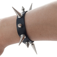 Punk Leather Studded Bracelet Spiked Armband for Men Women Rivet Bracelet Cuff Bangle Metal Wristband Goth Accessories