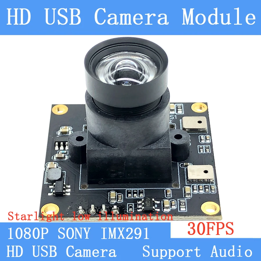 

Non Distortion Surveillance Camera Star Light Low illumination 2MP Sony IMX291 Full HD 1080P Webcam UVC 30FPS USB Camera Module