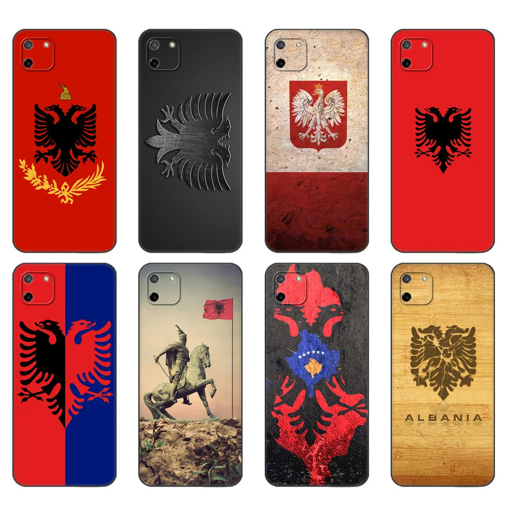 Black tpu Case For OPPO Realme C11 Case For Realme C 11 RealmeC11 Back RMX2185 Case Cover Bumper Albania flag