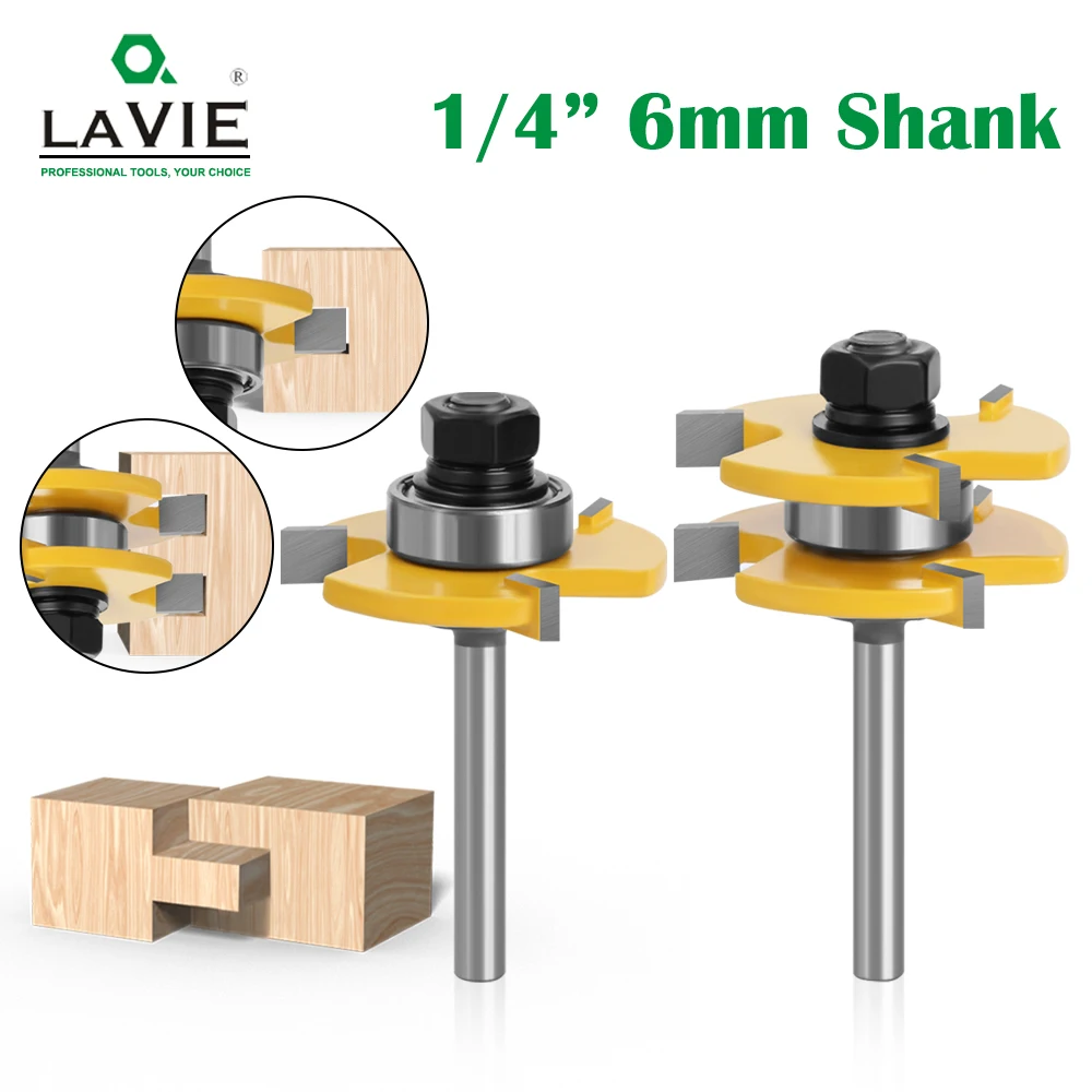 6mm 6.35mm Shank Tongue Groove Router Bit Set 3/4\