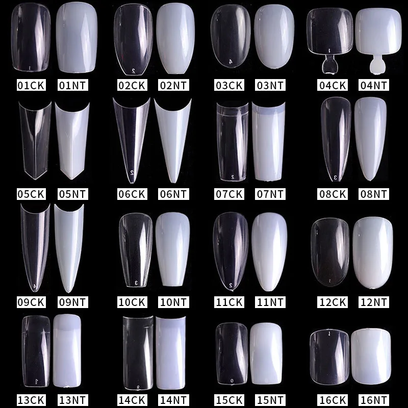 100/500PCS PRO White Clear V Straight Round End Full/Half Acrylic Ballet Coffin French False Nail Tips Fake Toenail Tip Manicure