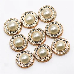 12/18mm Golden Round Pearl Plastic Flatback Button Decoration Craft Scrapbook Charm accessori