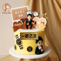Super Dad Cake Decoration Watch cigaret Ornaments For Father Boy Friend Birthday Party Favors Glasses Baking Supplies