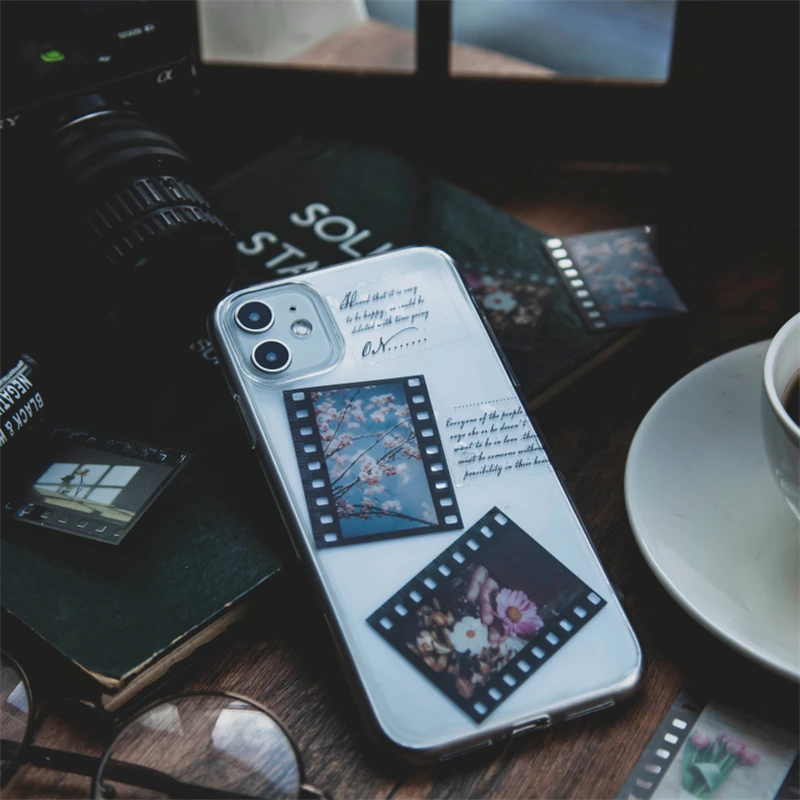 30 Pcs PET INS Style Vintage Film Flower Scrapbooking Journal Decorative Label Stickers Diary Stationery Album Stickers