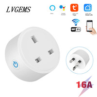 Tuya WIFI UK Smart Socket Plug Adapter Wireless Remote Voice Control Power Monitor Electrical Outlet for Google Home Alexa