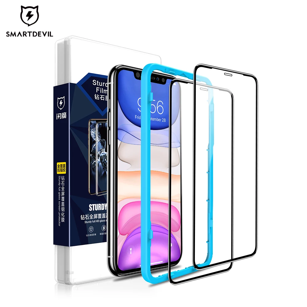 SmartDevil Diamonds Screen Protector For iPhone 11 11 Pro Max Full Coverage Glass For iPhone X XS MAX XR SE2020 High Definition