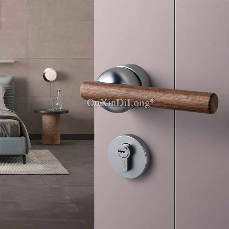 1Set Black Walnut/Door Lock American Style Bedroom Door Lock Interior Door Handle Indoor Door Split Handle Lockset GF364