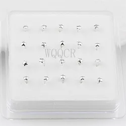 20PCS/Box Fashionable Lovely Five-pointed Star Female Stud-Shaped Shaped Nose Nails For Body Piercing Jewelry Cartilage Piercing