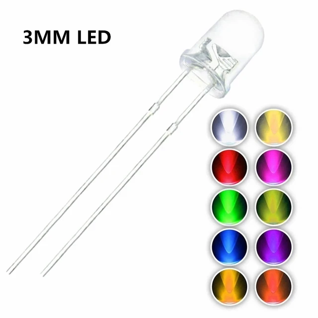 100szt 3MM Dioda LED 3 MM Różne Zestaw Biały Zielony Czerwony Niebieski Żółty Pomarańczowy Różowy Fioletowy Ciepły Biały DIY Diody elektroluminescencyjne