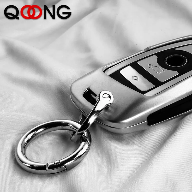 QOONG  Mirror Metal Keychain For Car Chaveiro Innovative Key Chain Key Ring Holder Detachable Keyring Custom Lettering Y82