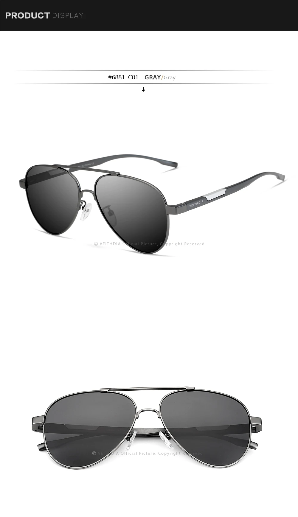 VEITHDIA Männer Sonnenbrille der Aluminium Photochrome Frauen Polarisierte UV400 Objektiv Mode Fahren Outdoor Brillen Männlichen Sonnenbrille 6699 – Detail 17