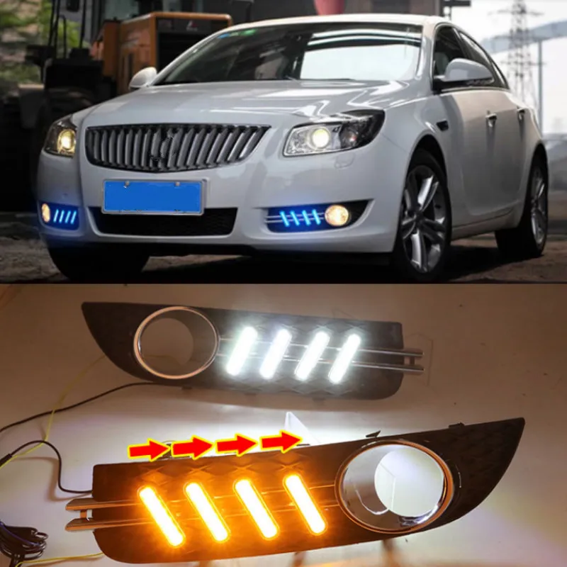 2PCS For Buick Regal 2009-2013 LED DRL Daytime Running Light Daylight With Turn Signal Lamp