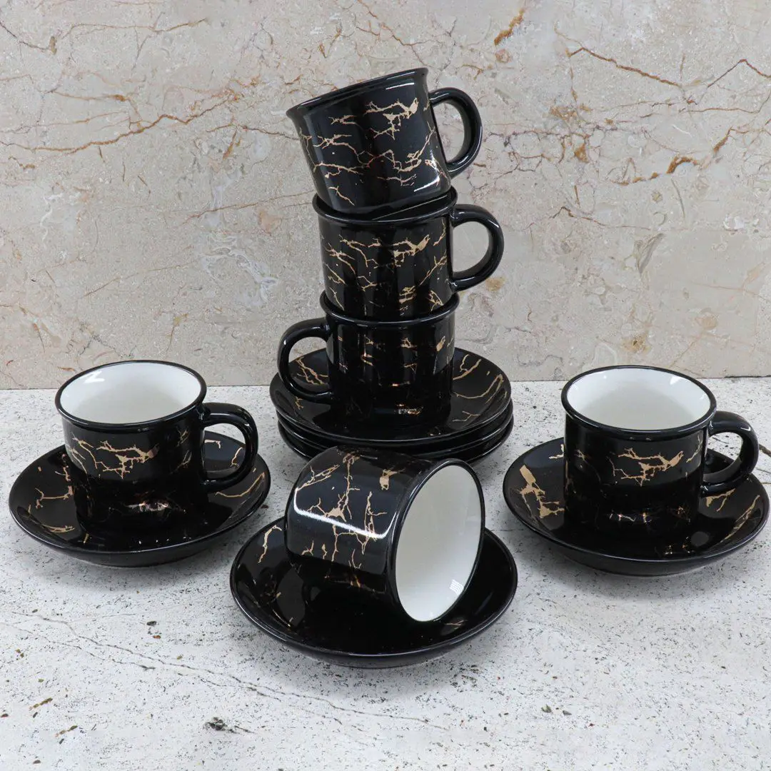 DOLBOVI Kitchen World HLT-31 12 Piece Marble Pattern Bone cup Pad Black mug кружка coffee cup cup