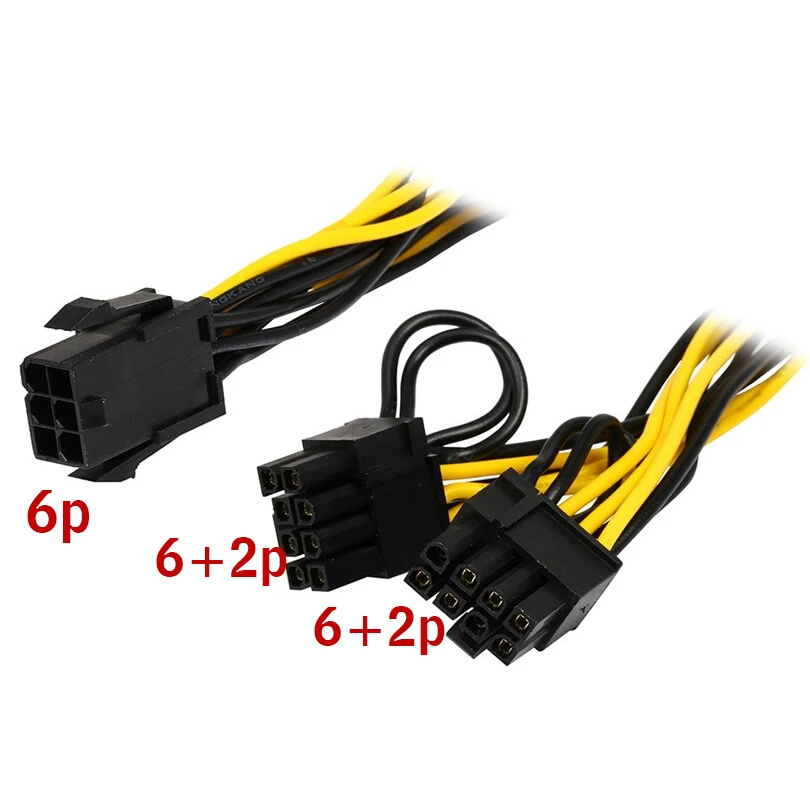 6pin to 2*8pin(6+2)pin for miner Molex 6 pin PCI E to 2*PCIe 8 (6+2) pin Graphics Video Card PCI-e VGA Splitter Hub Power Cable