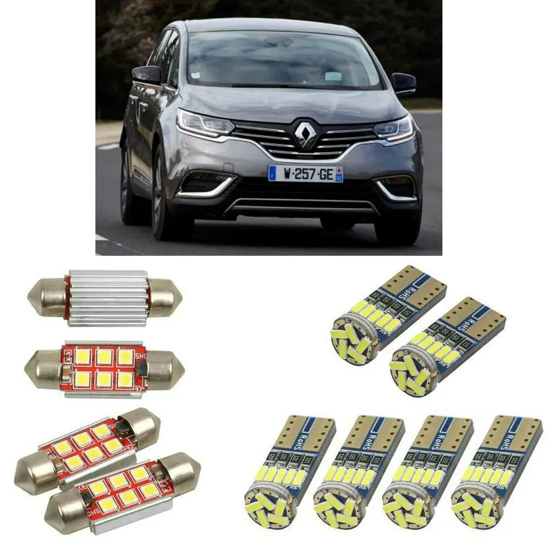 Interior led Car lights For Renault espace 5 jr minivan 2015 car accessories boot light License Plate Light 8pc