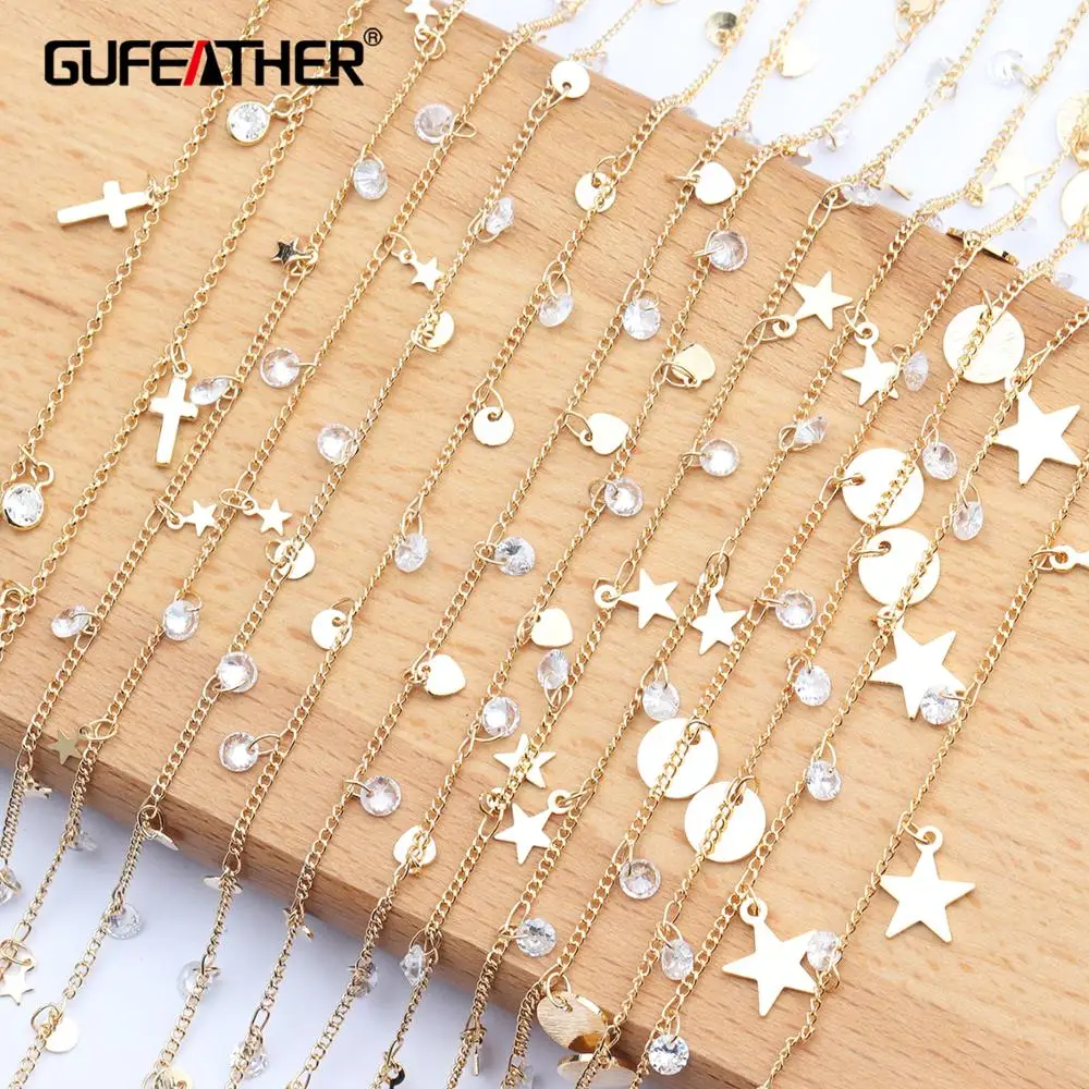 

GUFEATHER C67,jewelry accessories,diy chain necklace,18k gold plated,copper,zircons,pass REACH,nickel free,jewelry making,1m/lot