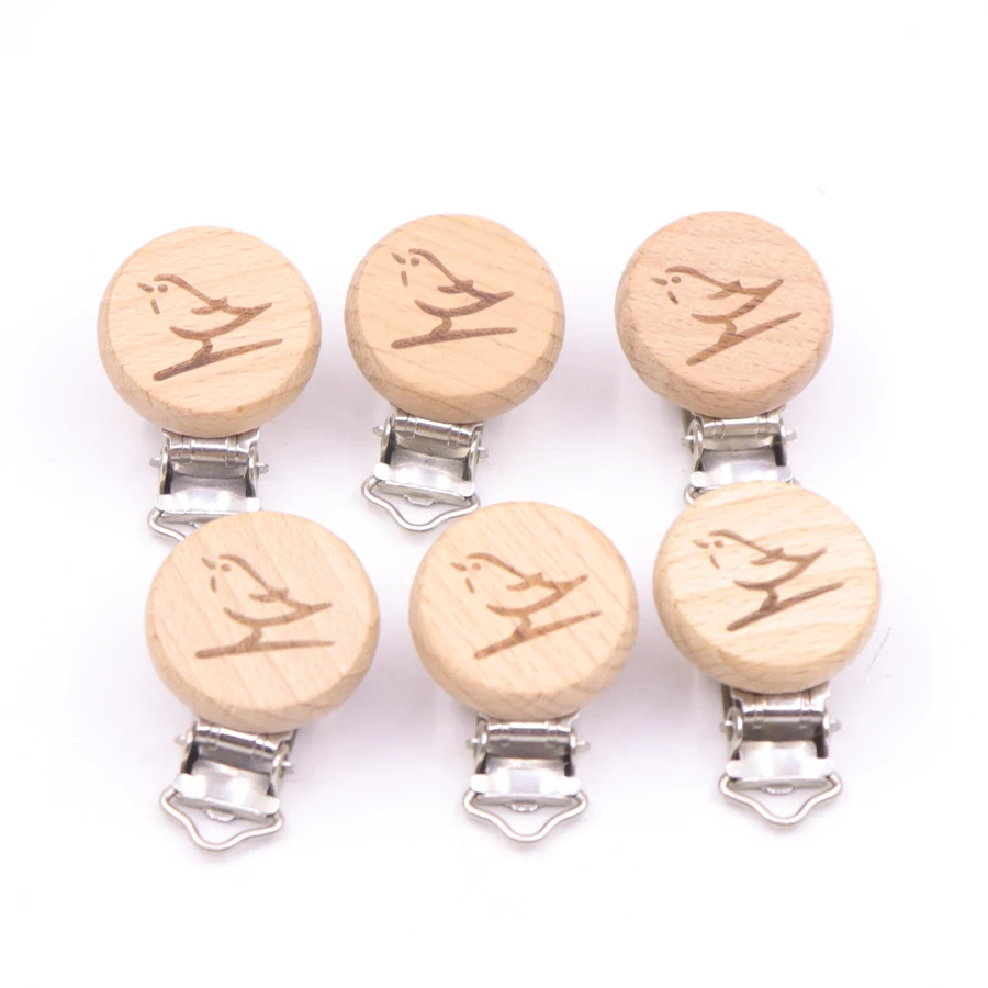 

10Pcs/Lot Good Grade Beech Wooden Clip for Soother Teether Feeding Care Nipple Holder Dummy Clip Pacifier Chain Accessory