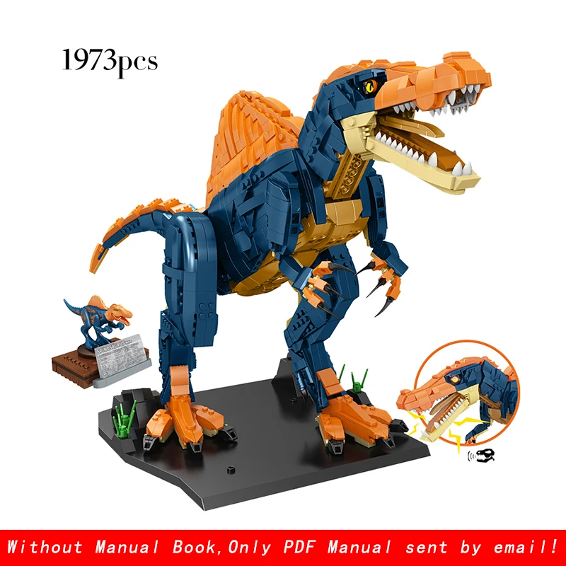 MOC Jurassic Dinosaur World 2 Spinosaurus mini Park Dino Figures Sound Device Building Blocks Bricks Toys For Children XMAS gift