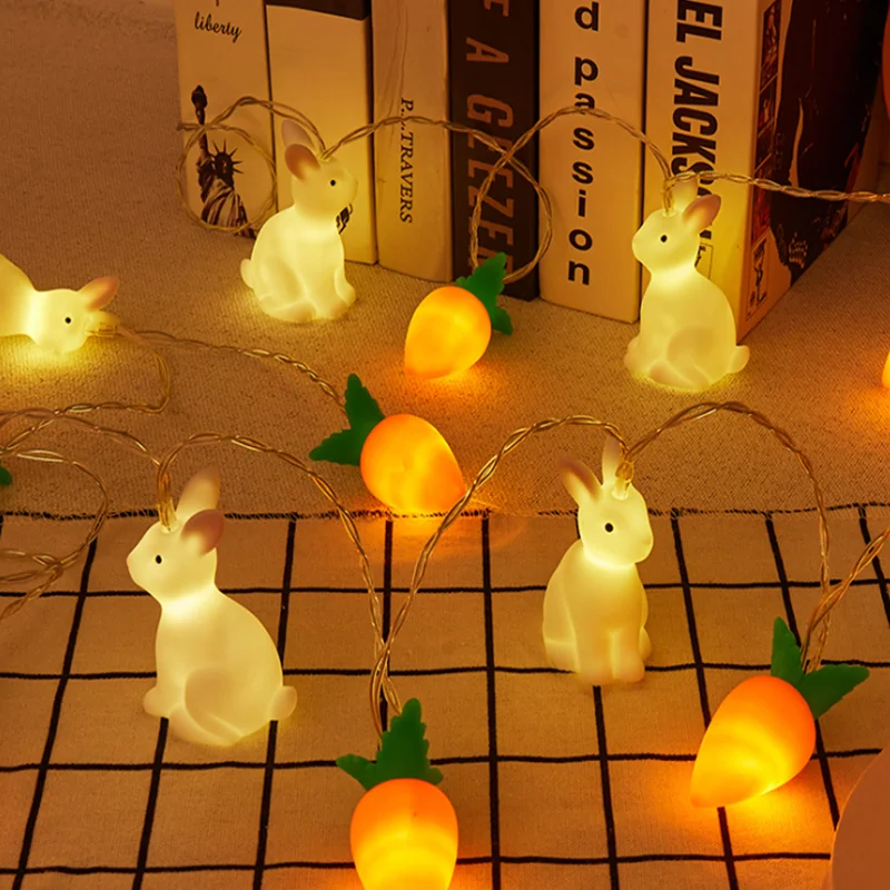 

10LED Rabbit Carrot LED String Lights Amusement Park Kindergarten Kids Toy Lights Easter Bedroom Decorat Dropshipping Gifts