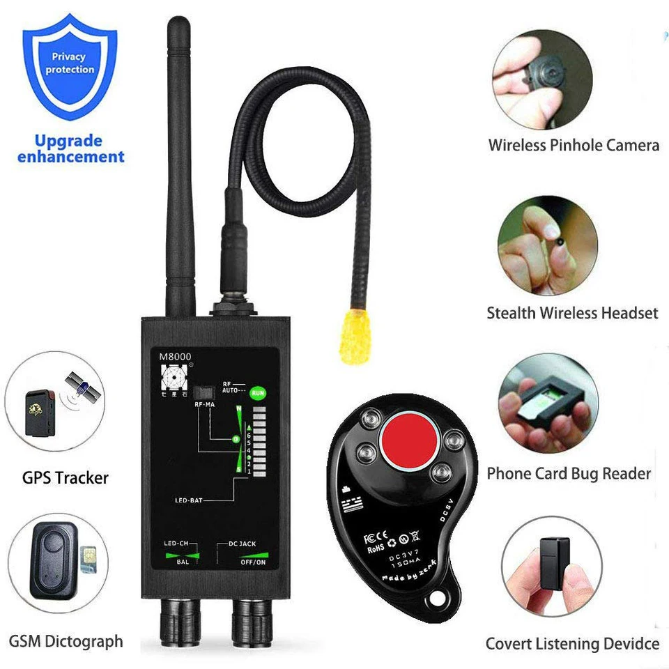 M8000 라디오 안티 스파이 감지기 GSM RF 신호 자동 추적기 감지기, GPS 추적기 파인더 버그, 긴 자석 LED 안테나 포함 썸네일 7