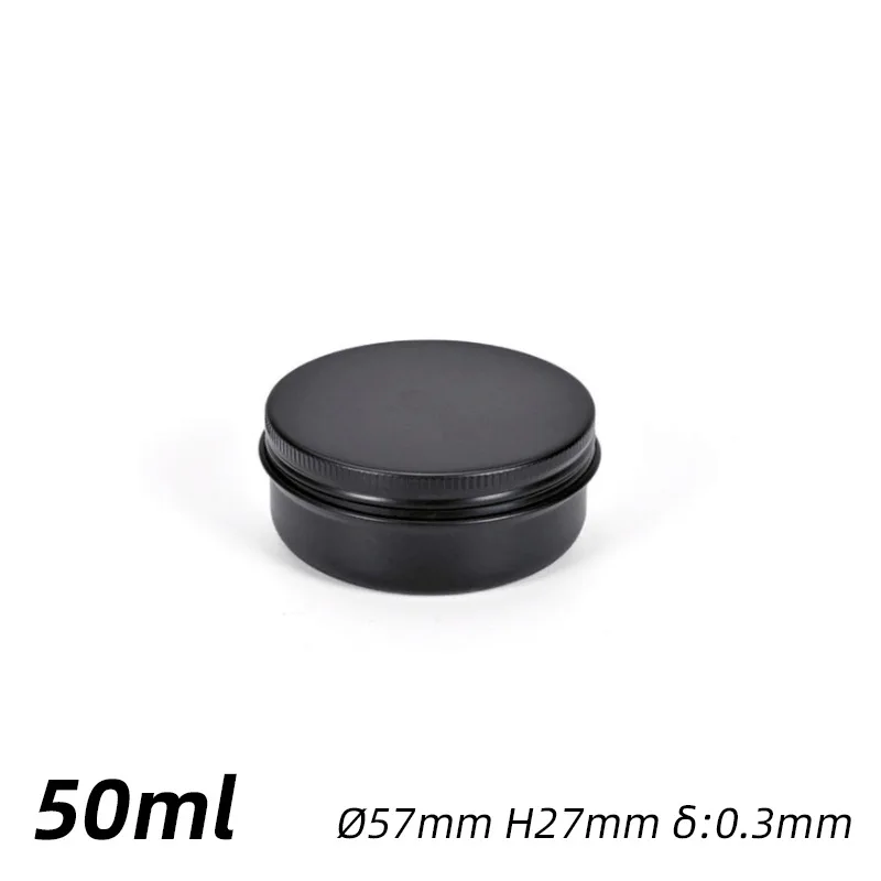 

50pcs 50g Black Aluminum jars, 50ml Round Metal Tin Container with Screw Top Cans Cosmetic Sample Containers Candle Travel Tins