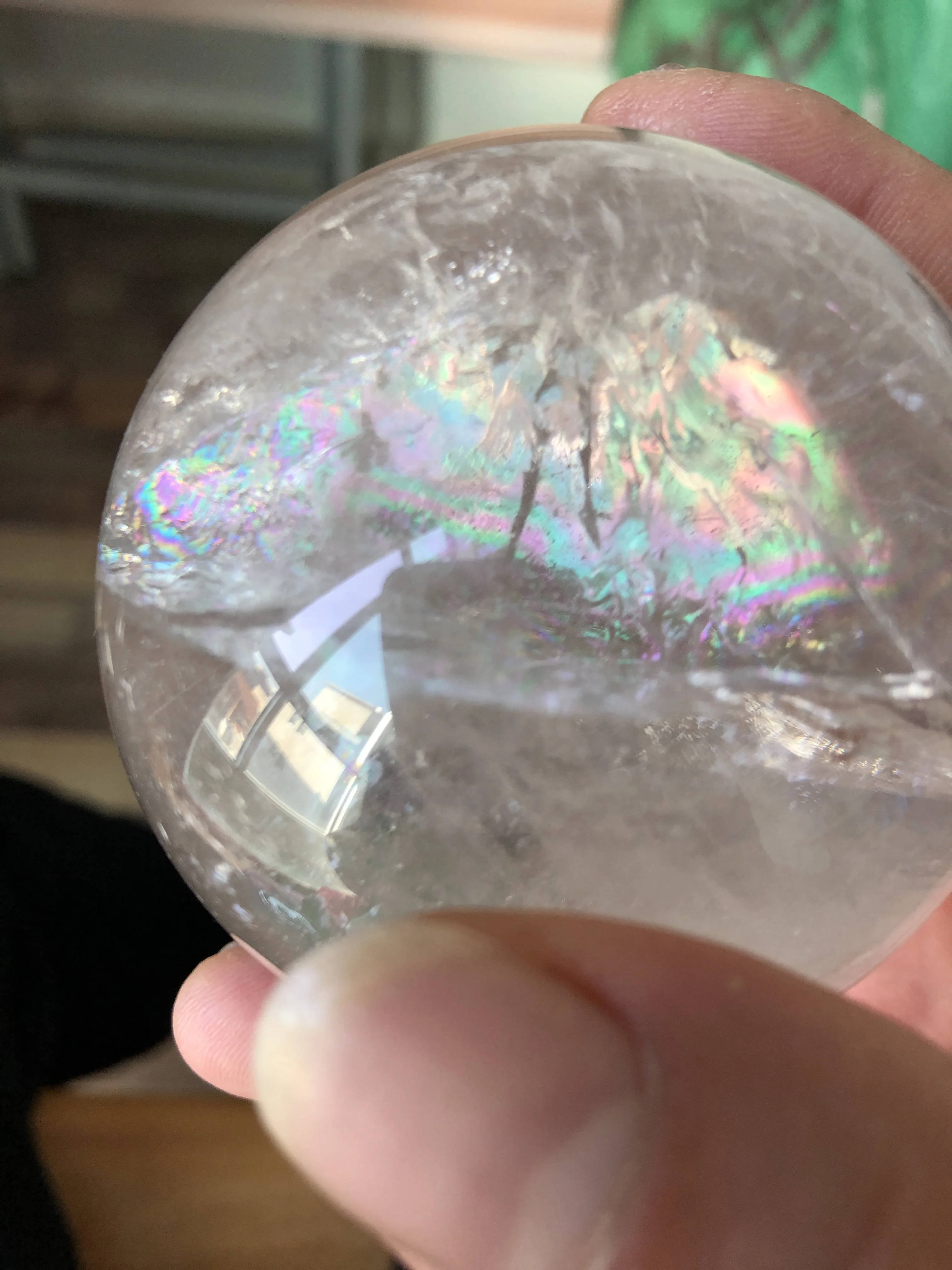 1pcs Natural rainbow transparent white crystal ball mineral quartz crystal energy Liaoshang feng shui home decoration 70mm