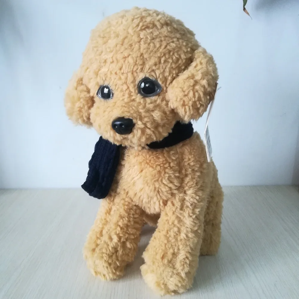 new toy about 32cm lovely squatting dog with scarf plush toy soft poodle toy dog doll birthday gift w0233