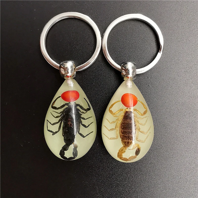 Creative Scorpion Keychain Car Keyring Key Holder Noctilucent Scorpion Amber Pendant Auto Pendant Handbag Wallet Pendant