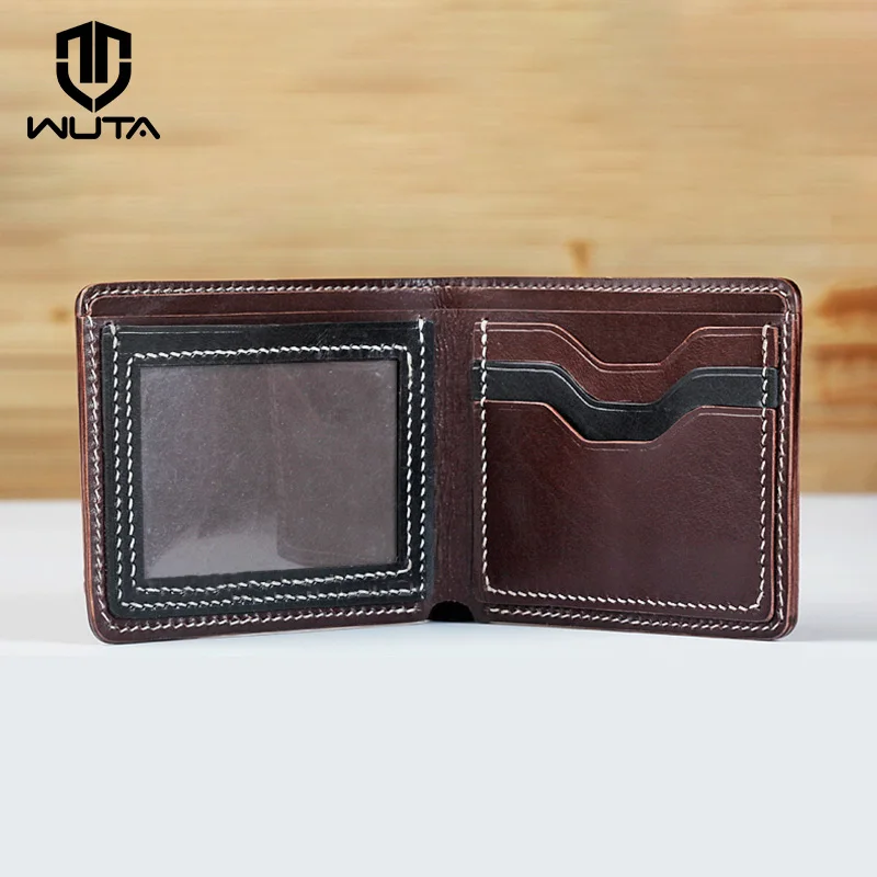 WUTA 915-C Classic Bifold Wallet Leather Template Clear Kraft paper Pattern Set Leather Craft Card Holder Short Purse Model