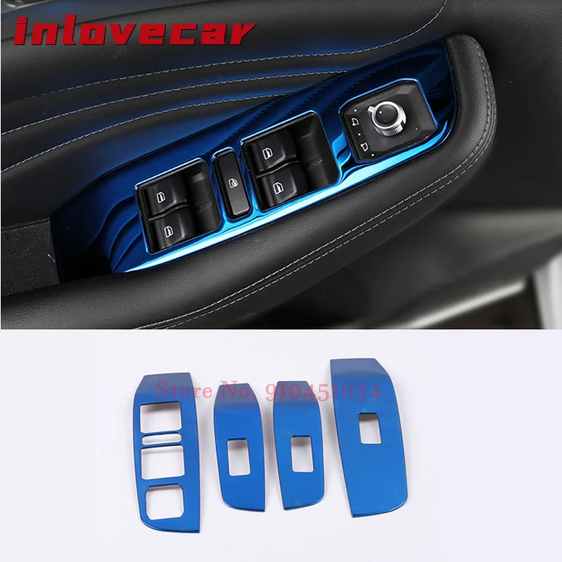 

For Haval F7 F7x Car Window Switch Panel Trims Stainless Steel Decorative Interior Parts Frame Mouldings Auto Accessories 4pcs