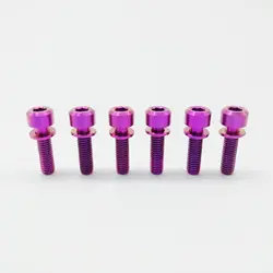 6pcs/lot Purple M5x18mm Titanium Ti Bicycle Stem Screws Bolts with Washer Bicycle Accessory
