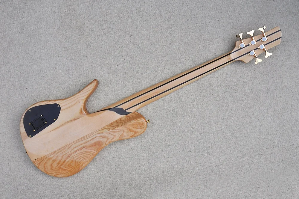 5 Strings Neck-thru-body Electric Bass with Burl Maple Veneer,Active Circuit,Maple Fretboard