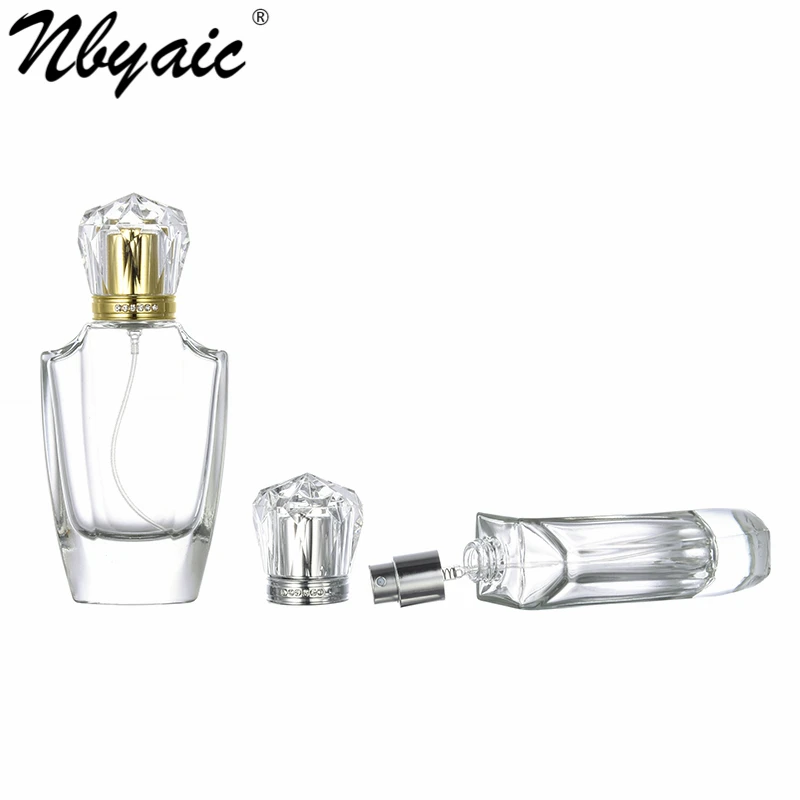 Nbyaic 50pcs Perfume sub-bottle 50ml exquisite perfume bottle portable spray bottle empty bottle crown diamond cap