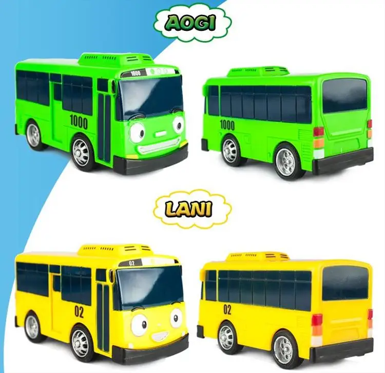 Korean Anime Model Toys The Little Bus Miniature Car Plastic Baby Garage Tayo Bus Birthday Gift for kids 4pcs/set HOT